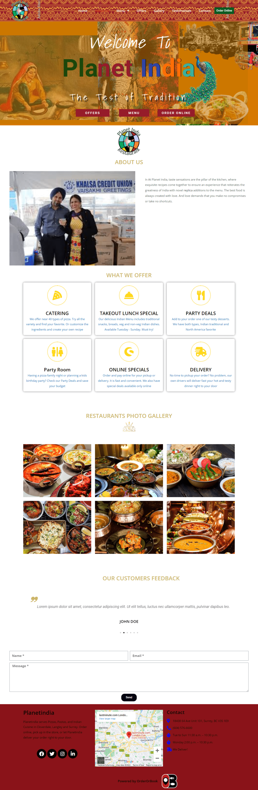 restaurant website